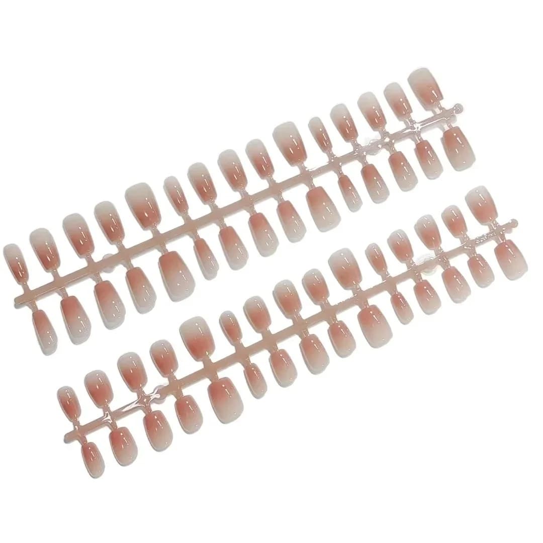 Розовые накладные ногти, короткий гроб (коффин), многоразовые, 30 шт.